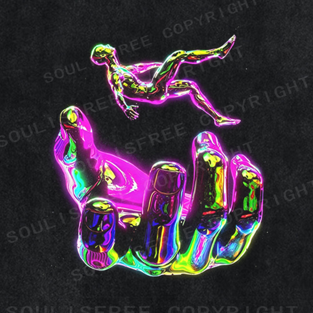 Soulisfree Holographic Hand & Figure Washed Tee