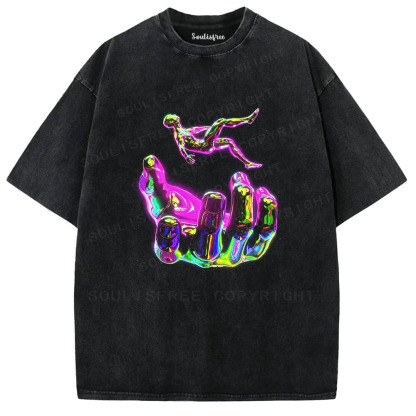 Soulisfree Holographic Hand & Figure Washed Tee