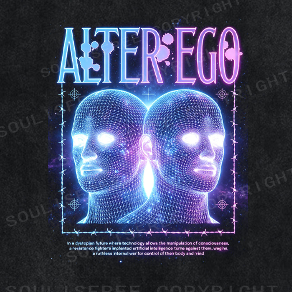Soulisfree Alter Ego Digital Heads Washed Tee