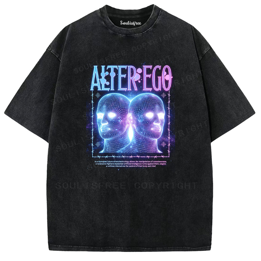 Soulisfree Alter Ego Digital Heads Washed Tee