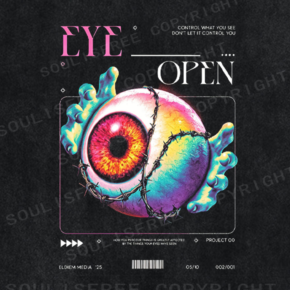 Soulisfree Surreal Eyeball Art Washed Tee