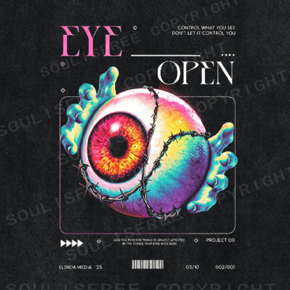 Soulisfree Surreal Eyeball Art Washed Tee