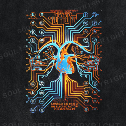 Soulisfree Cybernetic Heart Circuit Washed Tee