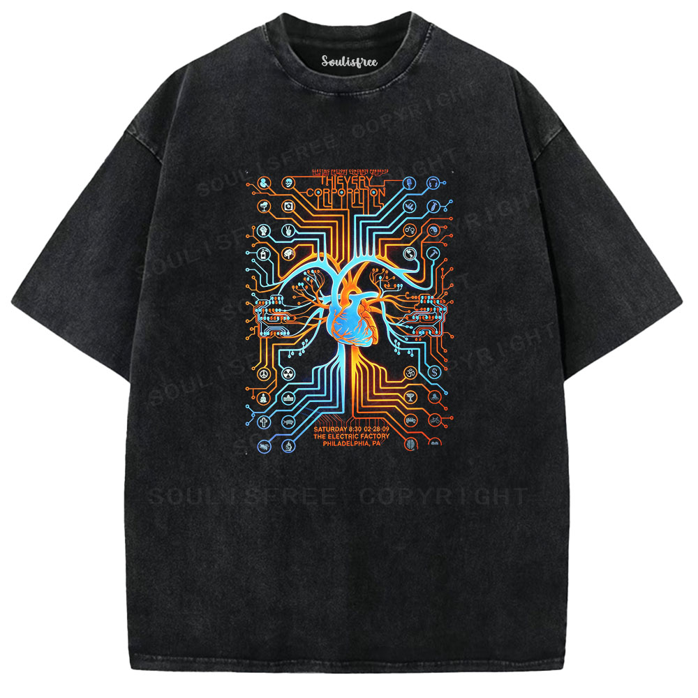Soulisfree Cybernetic Heart Circuit Washed Tee