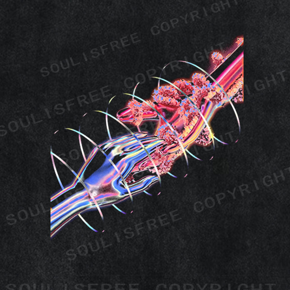 Soulisfree Futuristic Energy Stream Washed Tee