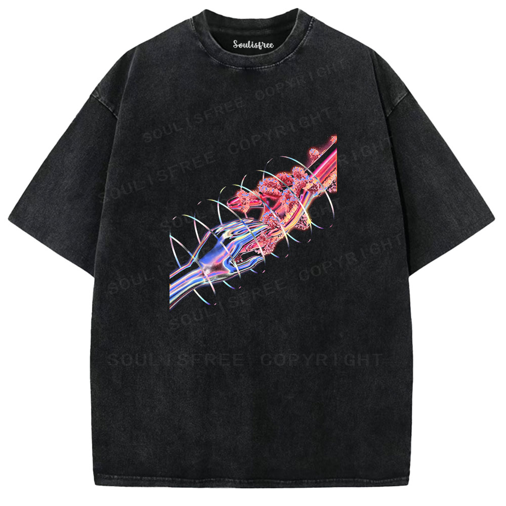 Soulisfree Futuristic Energy Stream Washed Tee