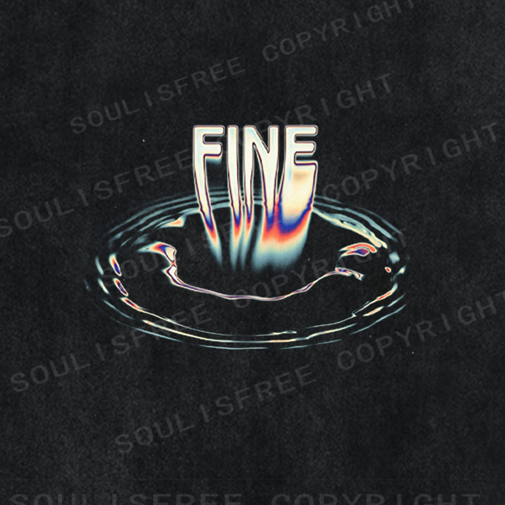 Soulisfree Liquid Ripples Typography Washed Tee