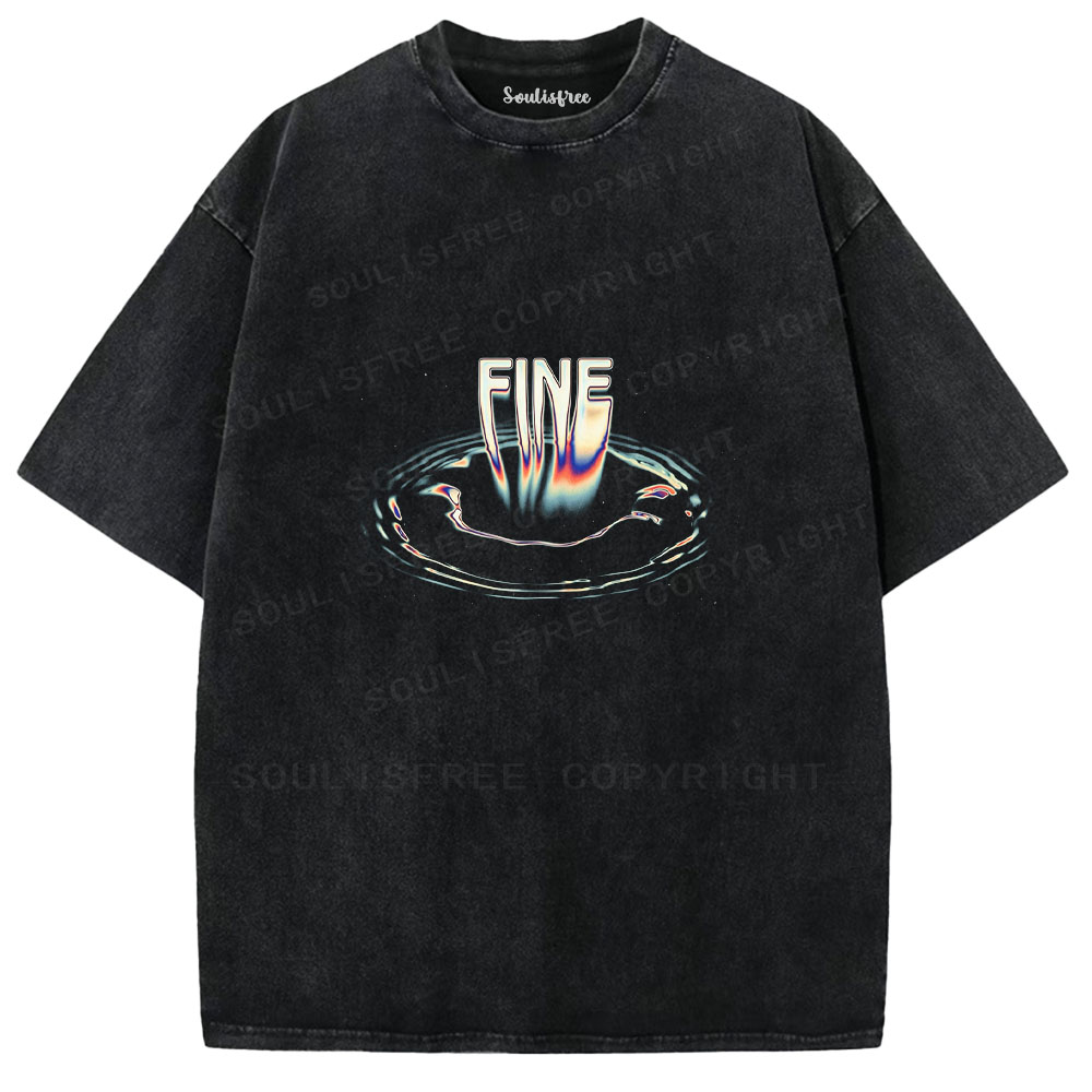 Soulisfree Liquid Ripples Typography Washed Tee