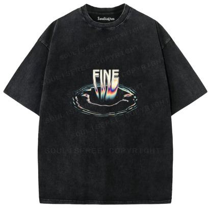 Soulisfree Liquid Ripples Typography Washed Tee