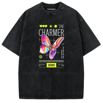 Soulisfree The Charmer Holographic Butterfly  Washed Tee