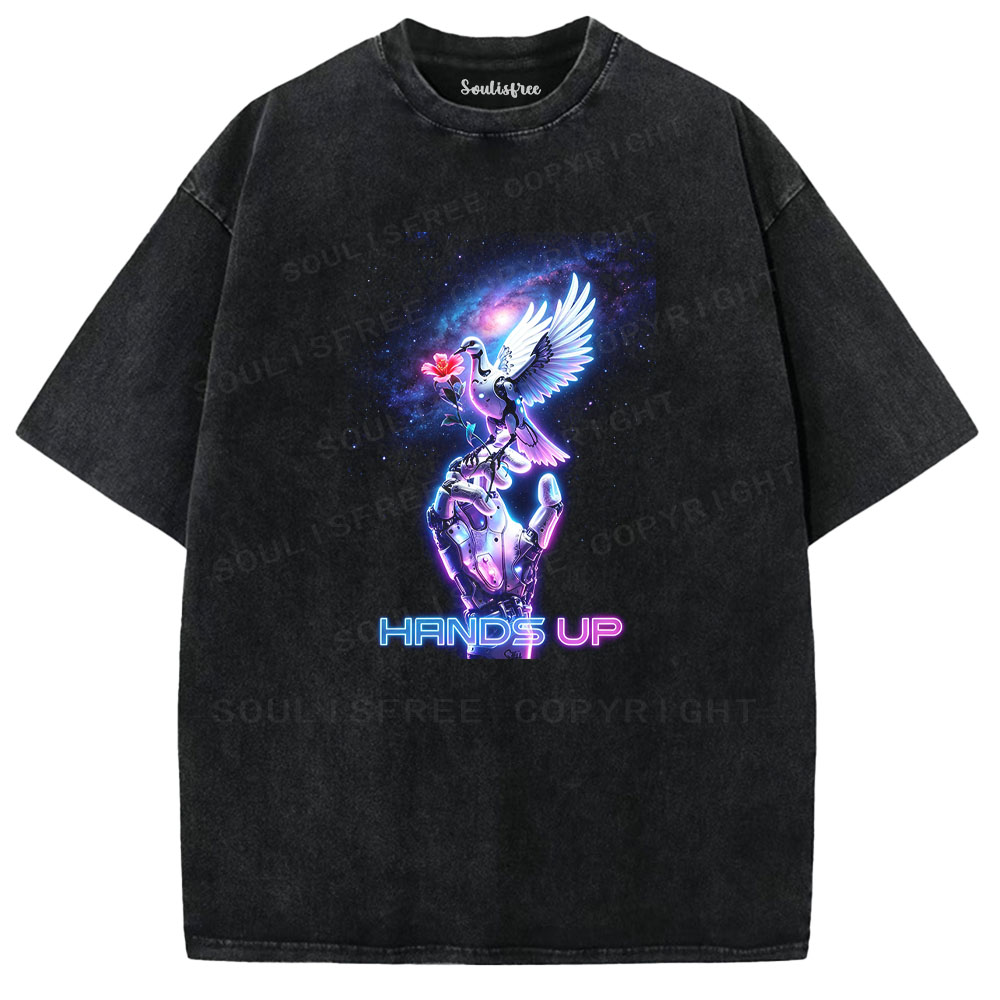 Soulisfree Galaxy Hand & Dove Washed Tee