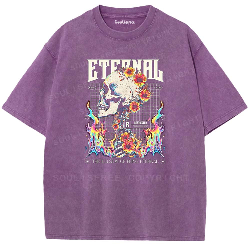 Soulisfree Skull & Bloom Aesthetic  Washed Tee