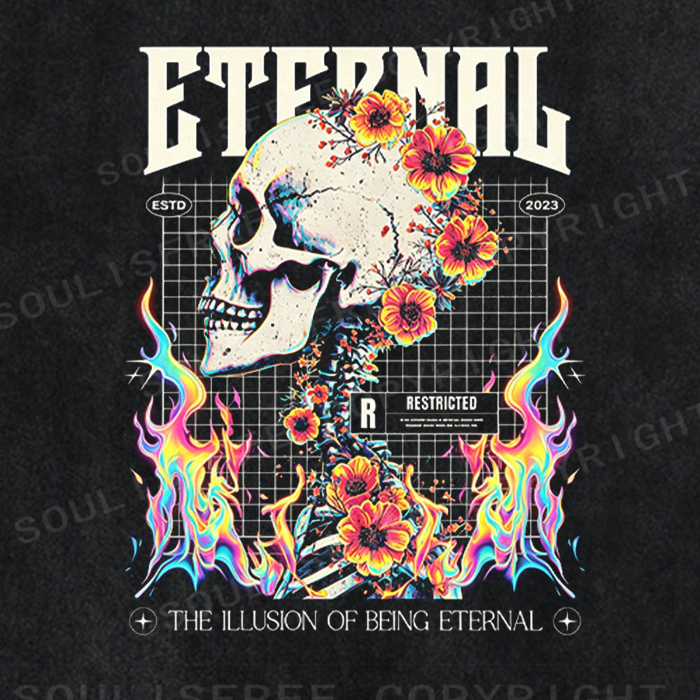 Soulisfree Skull & Bloom Aesthetic  Washed Tee