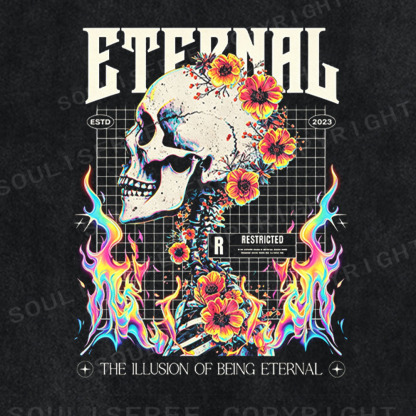 Soulisfree Skull & Bloom Aesthetic  Washed Tee