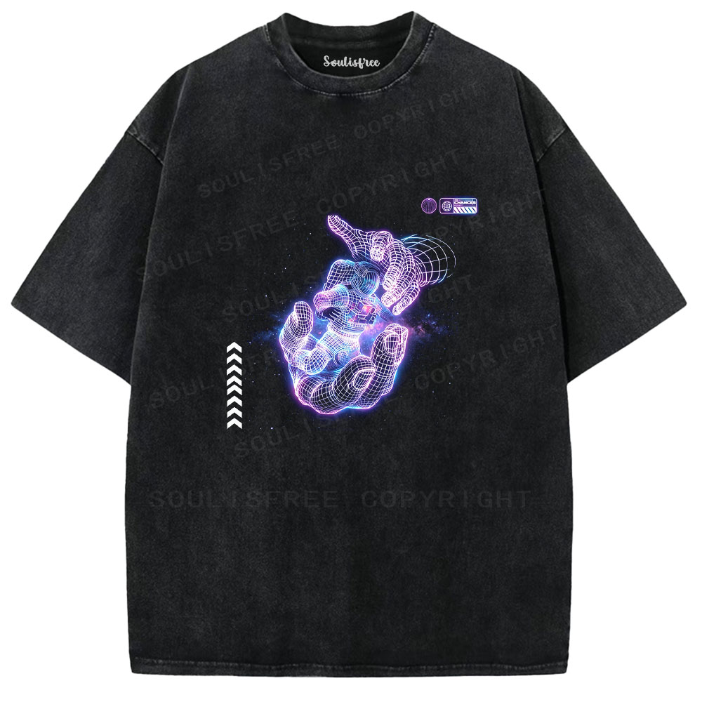 Soulisfree Cyber Hand Graphic Washed Tee