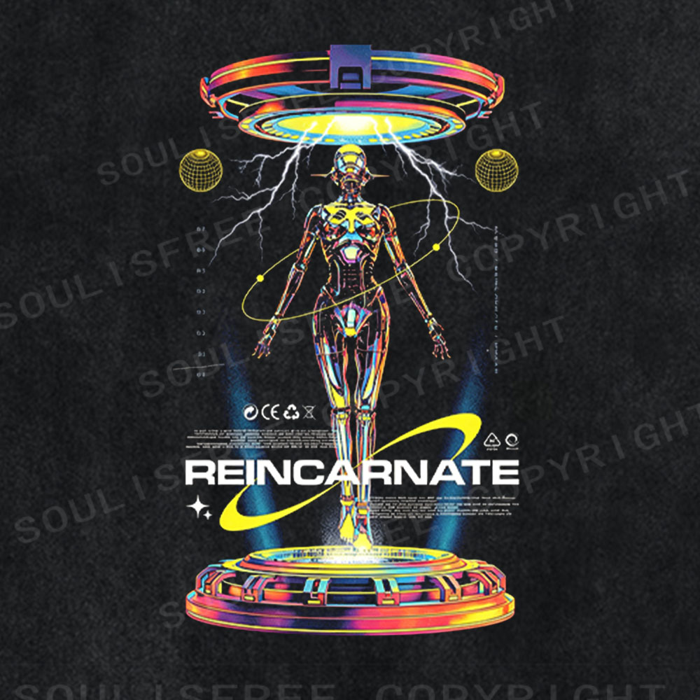 Soulisfree Cybernetic Being Aesthetic Washed Tee