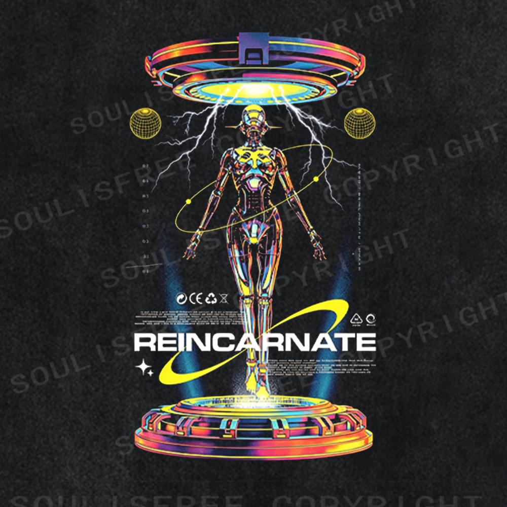 Soulisfree Cybernetic Being Aesthetic Washed Tee