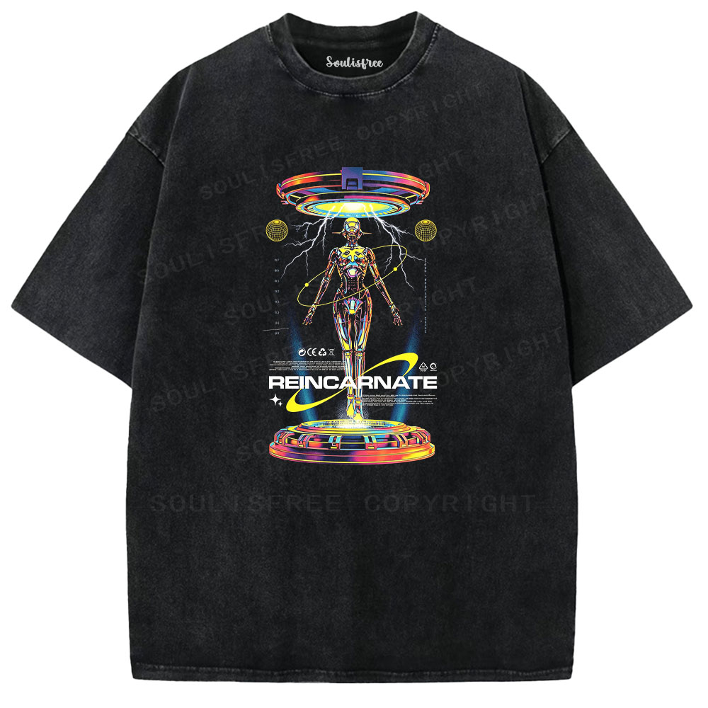 Soulisfree Cybernetic Being Aesthetic Washed Tee