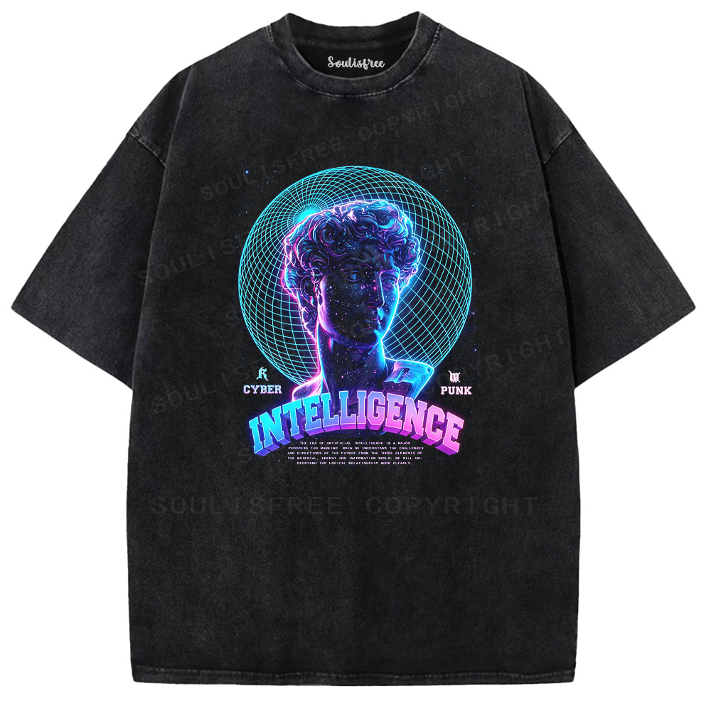 Soulisfree Holographic Statue Graphic Washed Tee
