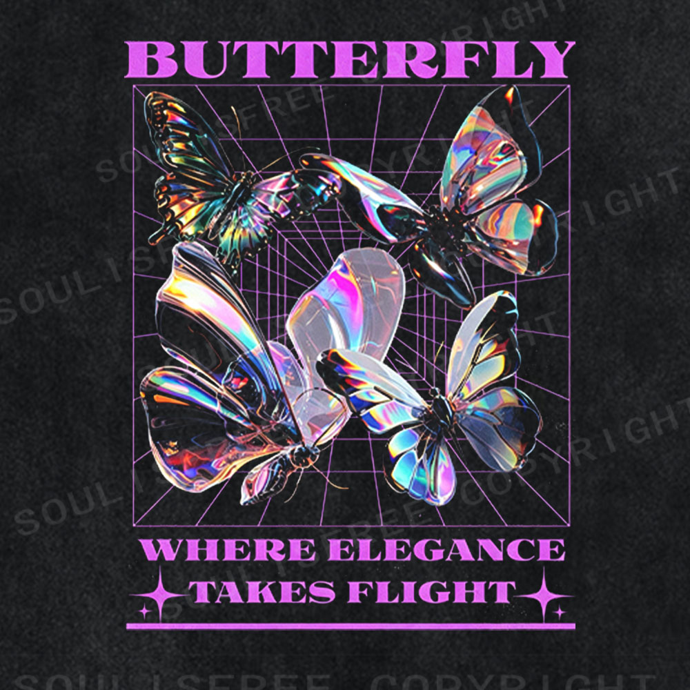 Soulisfree Where Elegance Takes Flight Washed Tee