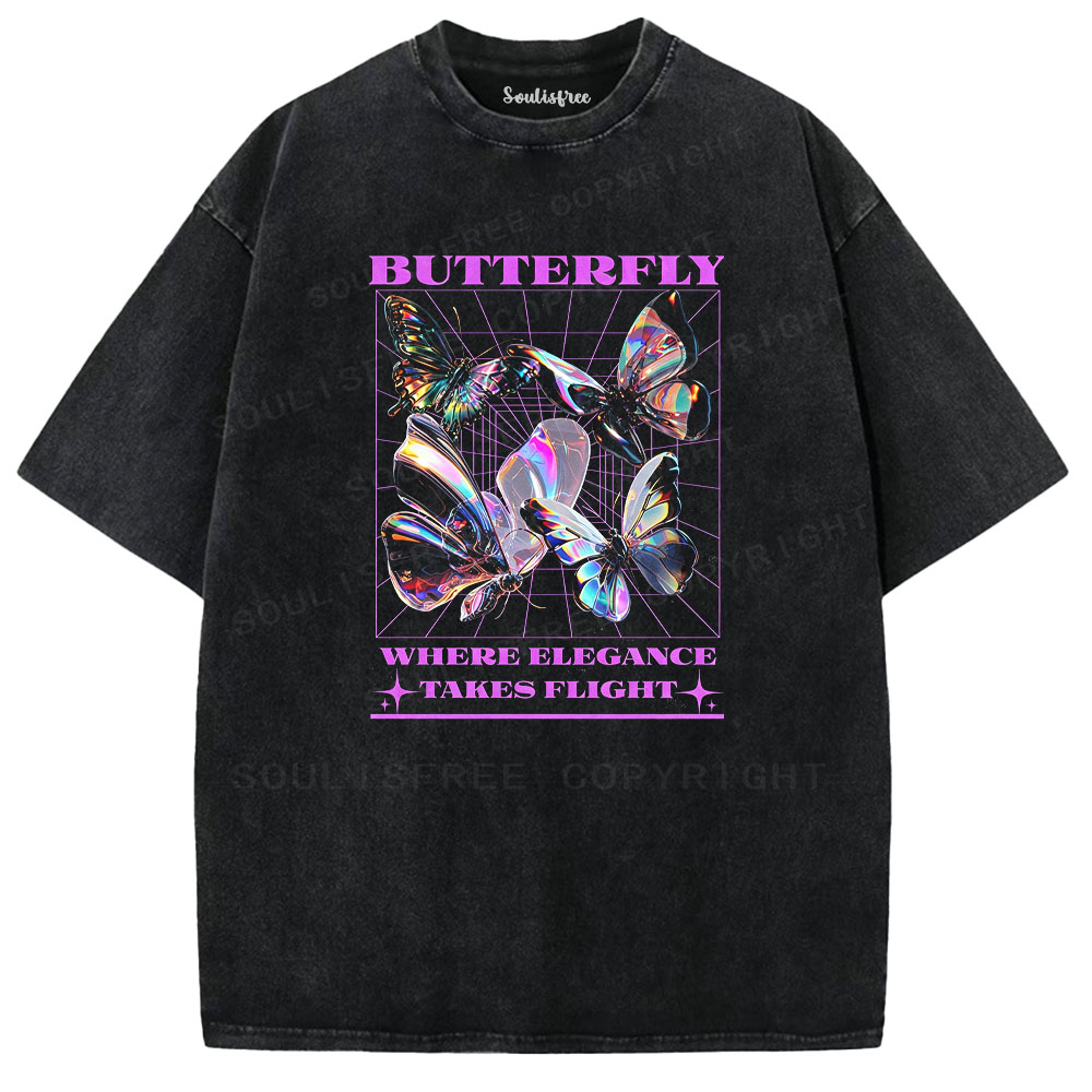 Soulisfree Where Elegance Takes Flight Washed Tee
