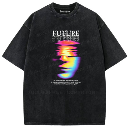 Soulisfree Psychedelic Face Aesthetic Washed Tee