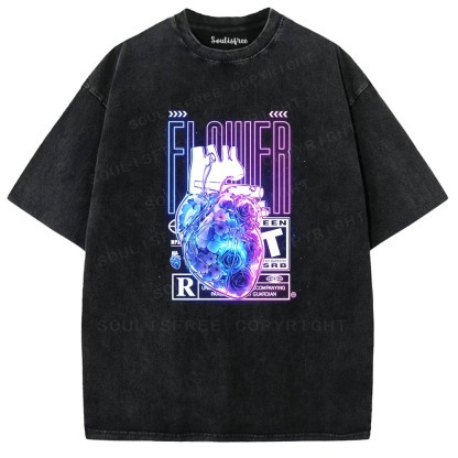 Soulisfree Flower Heart Graphic Washed Tee