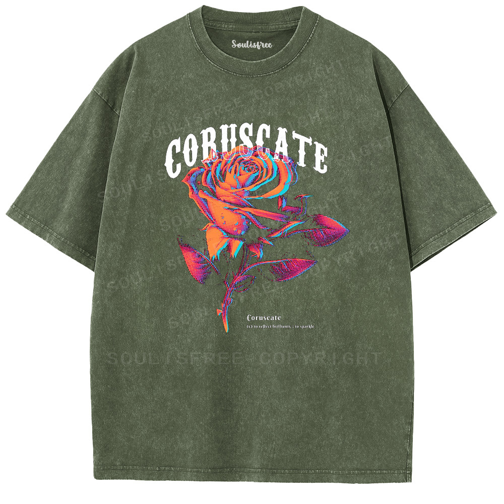 Soulisfree CORUSCATE Rose  Washed Tee