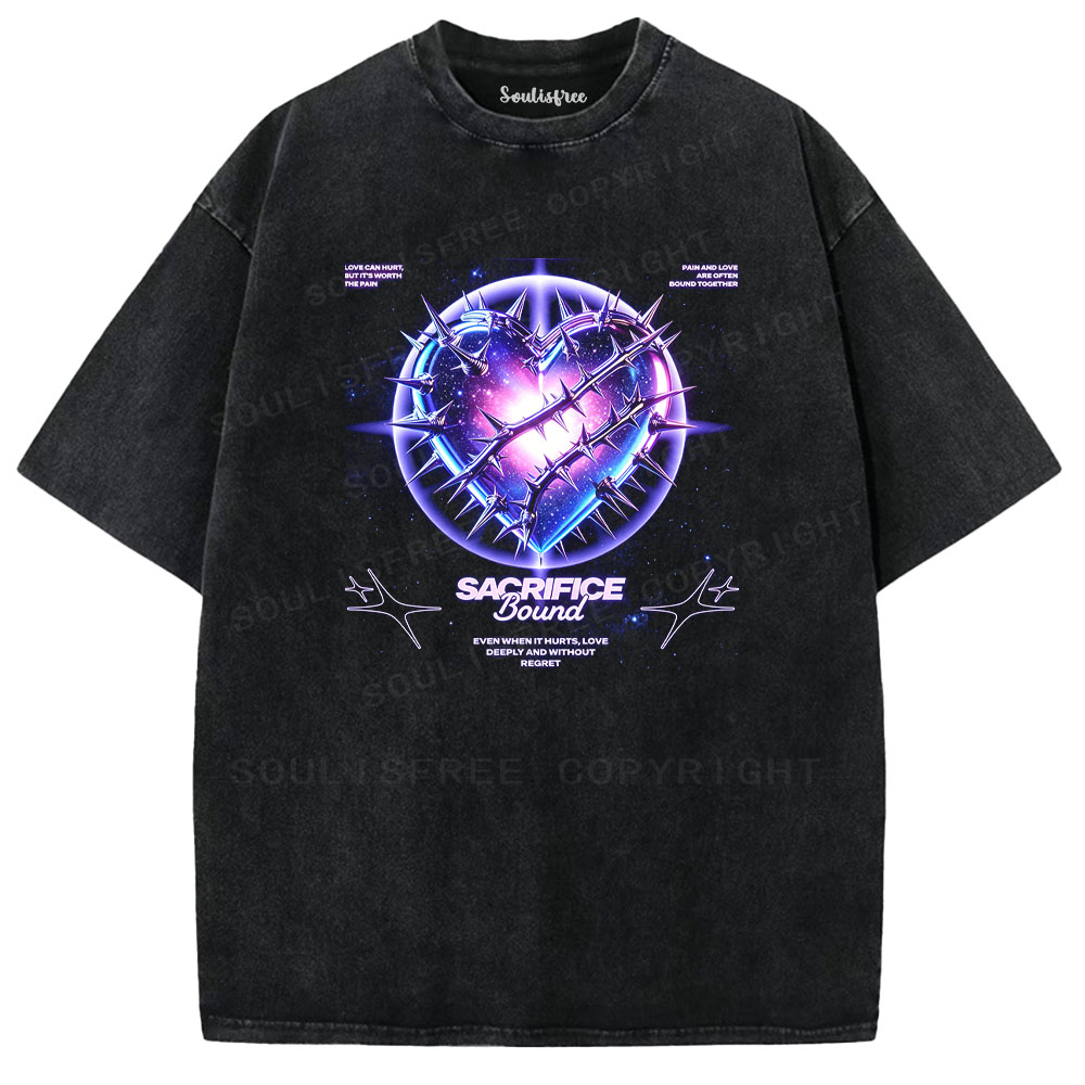 Soulisfree Cyberpunk Heart Sacrifice Washed Tee