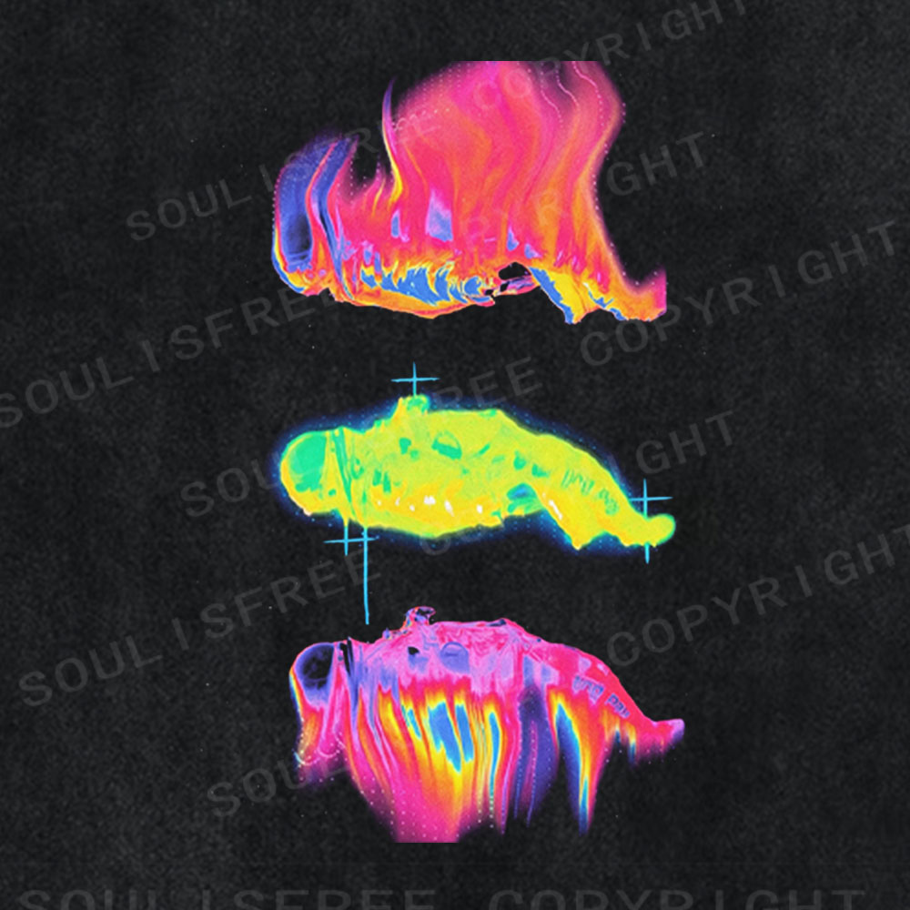 Soulisfree Abstract Energy Graphic Washed Tee