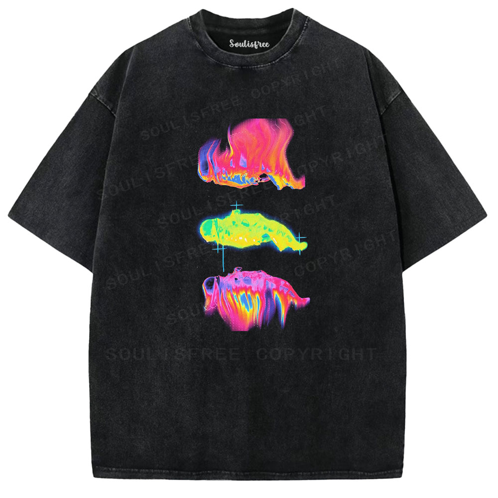 Soulisfree Abstract Energy Graphic Washed Tee