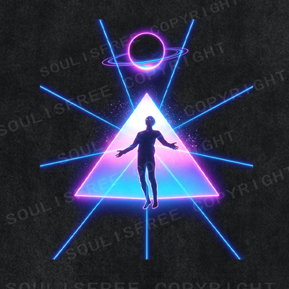 Soulisfree Cosmic Geometry Graphic Washed Tee