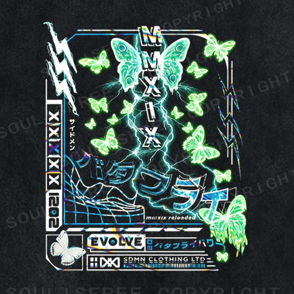 Soulisfree Cyber Butterfly Evolve Washed Tee