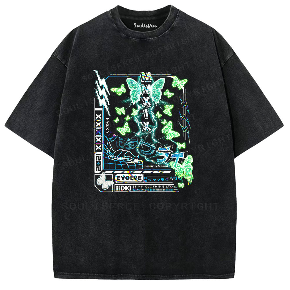 Soulisfree Cyber Butterfly Evolve Washed Tee