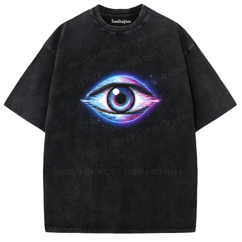 Soulisfree Cyber Eye Glitch Washed Tee