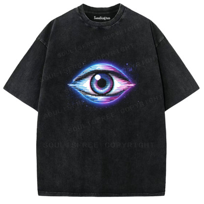 Soulisfree Cyber Eye Glitch Washed Tee