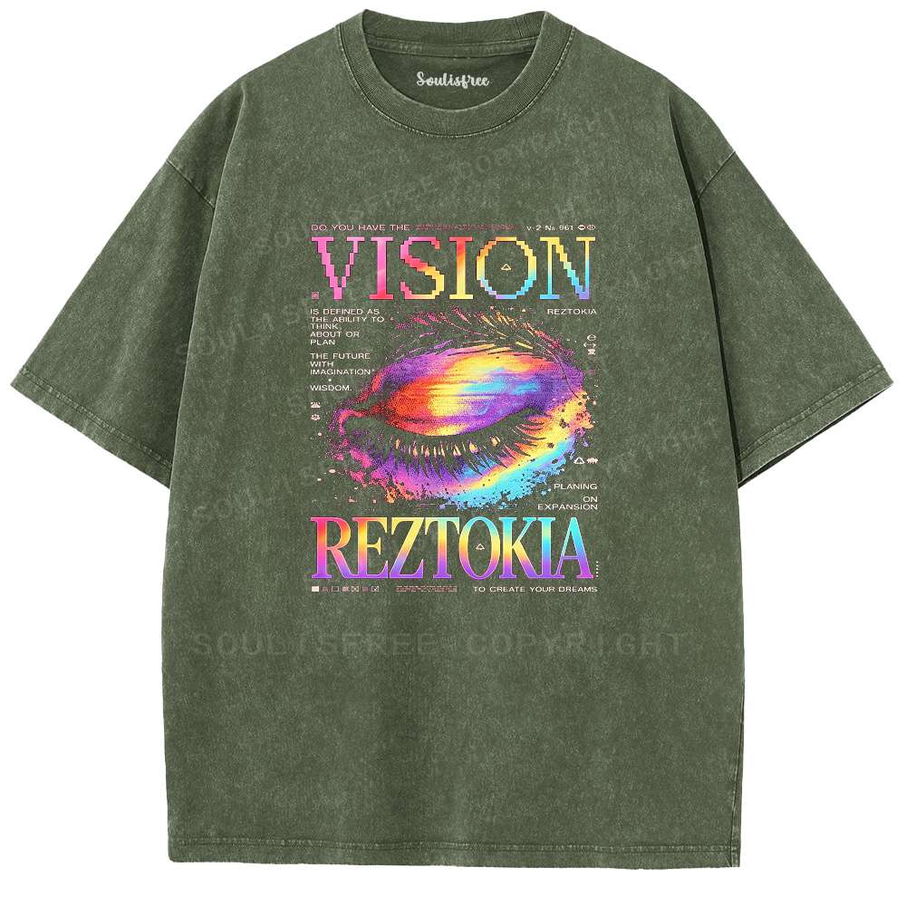 Soulisfree Future Vision Rainbow  Washed Tee