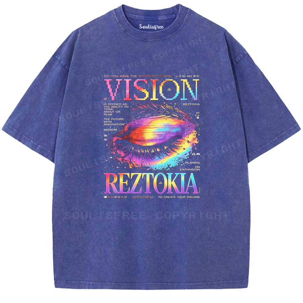 Soulisfree Future Vision Rainbow  Washed Tee