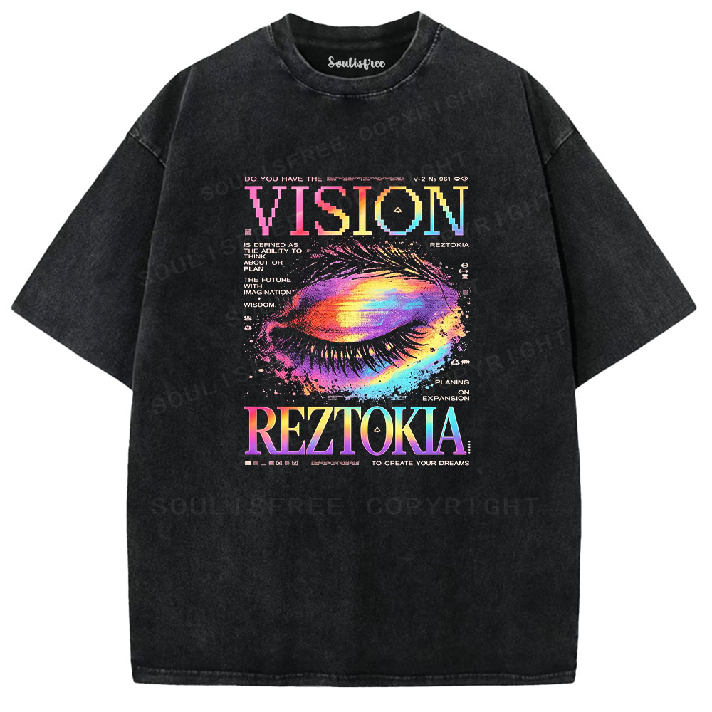 Soulisfree Future Vision Rainbow  Washed Tee
