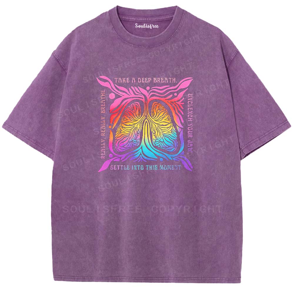 Soulisfree Rainbow Lungs Mindfulness  Washed Tee
