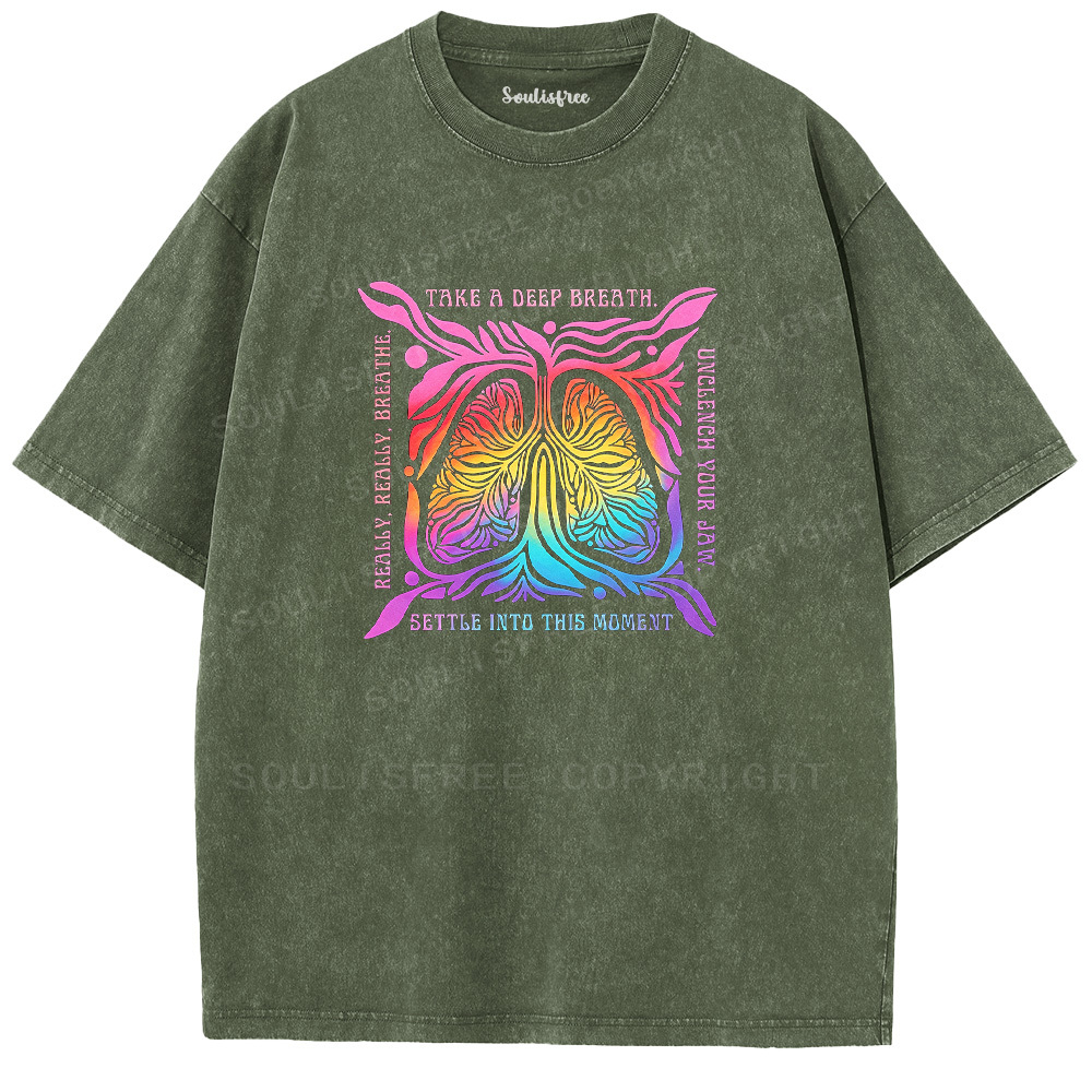 Soulisfree Rainbow Lungs Mindfulness  Washed Tee