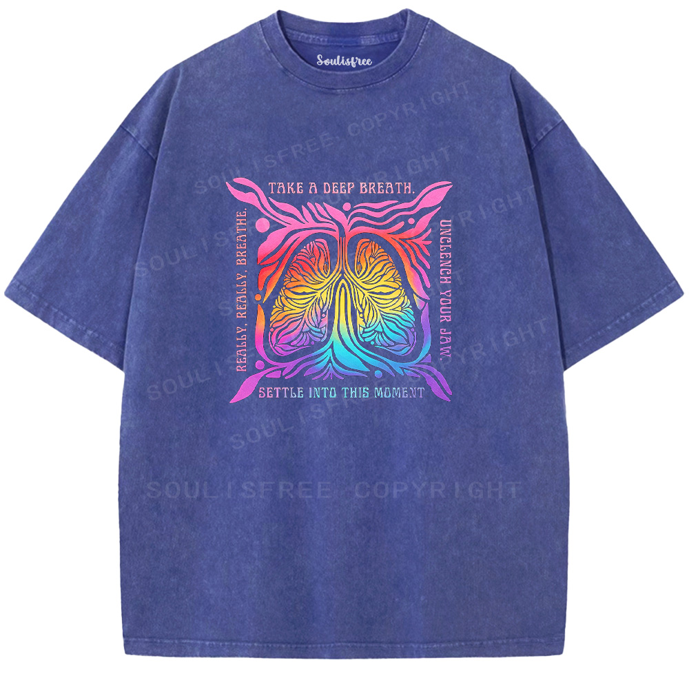 Soulisfree Rainbow Lungs Mindfulness  Washed Tee