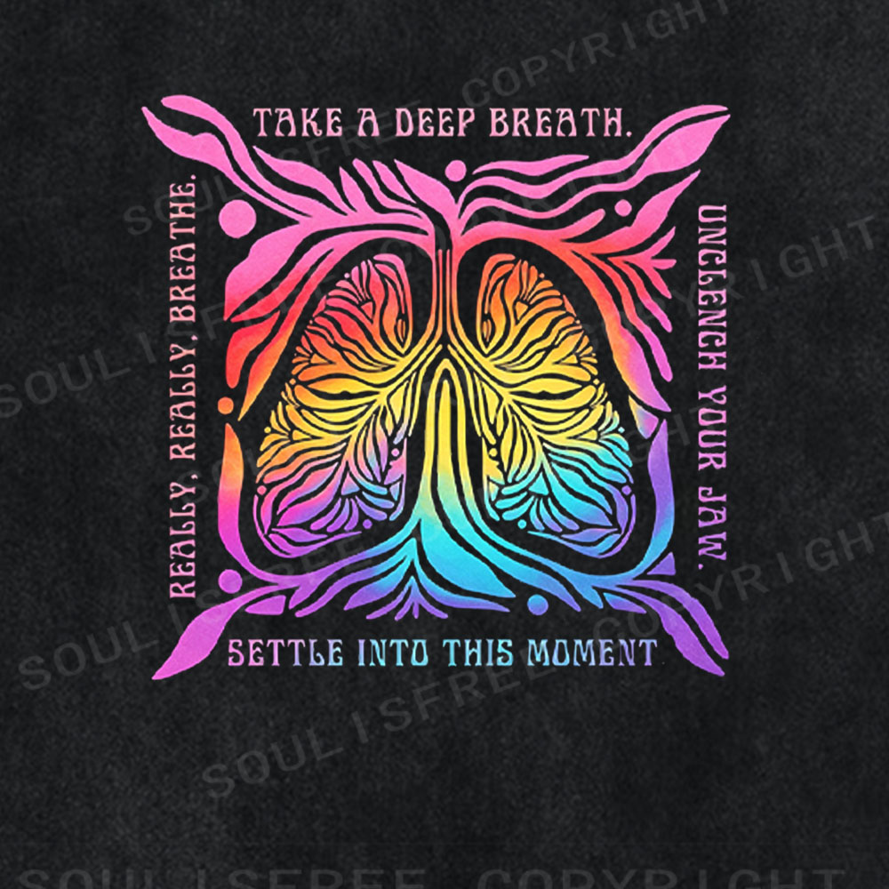 Soulisfree Rainbow Lungs Mindfulness  Washed Tee
