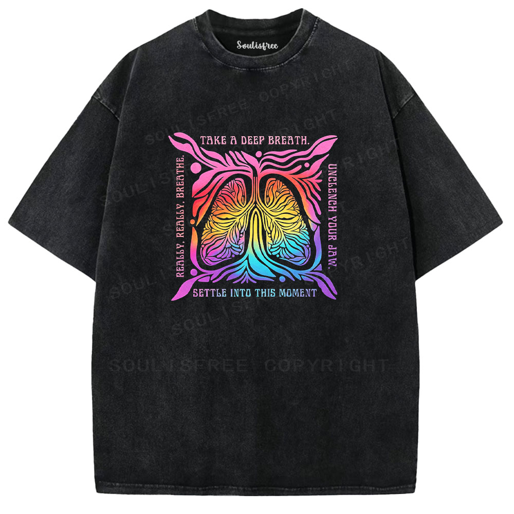 Soulisfree Rainbow Lungs Mindfulness  Washed Tee