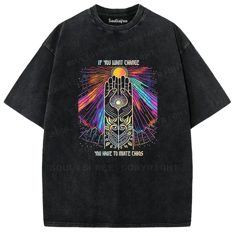 Soulisfree Mystic Hand Sunrise  Washed Tee