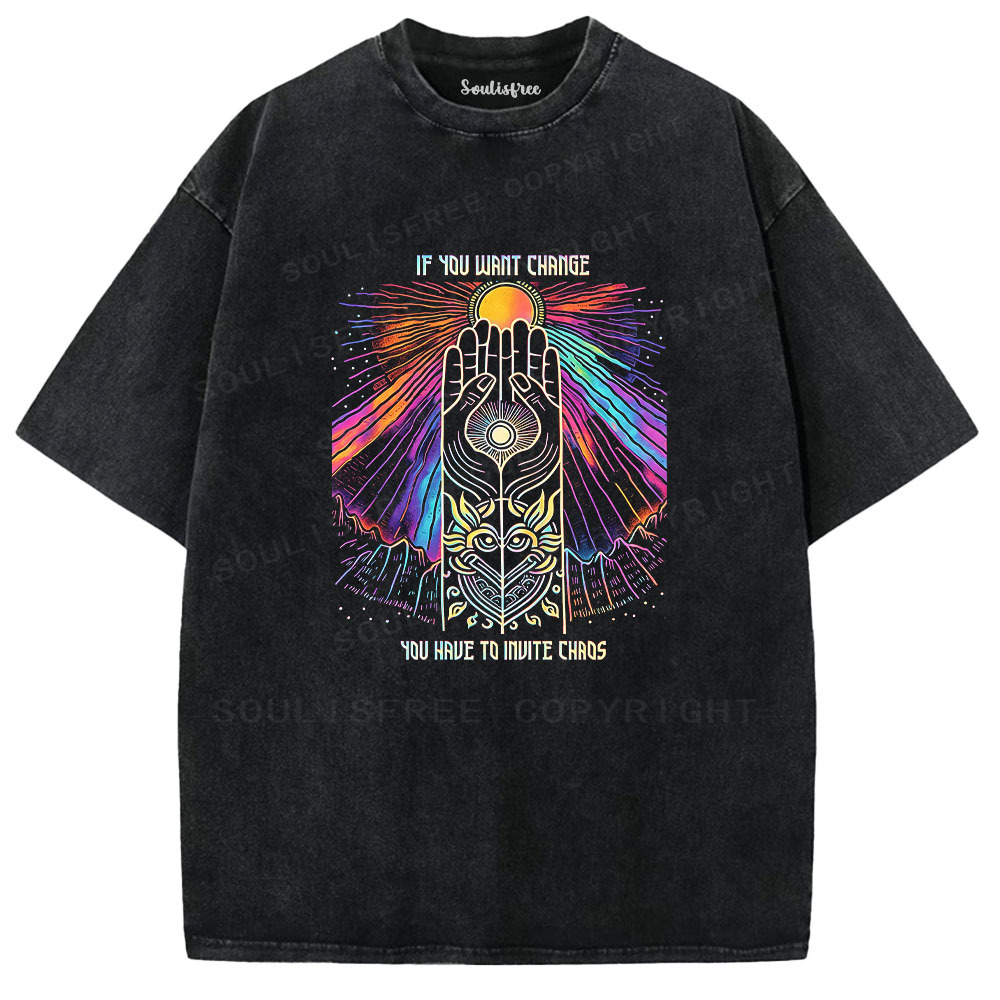 Soulisfree Mystic Hand Sunrise  Washed Tee
