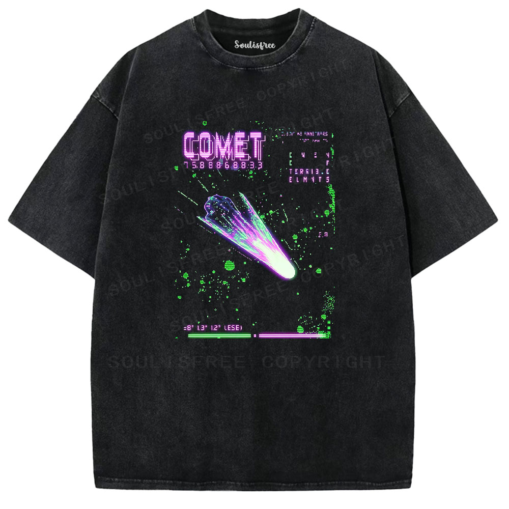 Soulisfree Glitch Art Comet Washed Tee