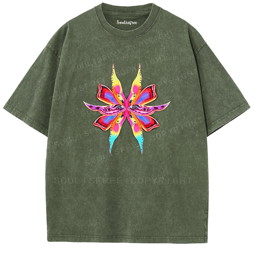Soulisfree Psychedelic Eye Butterfly  Washed Tee