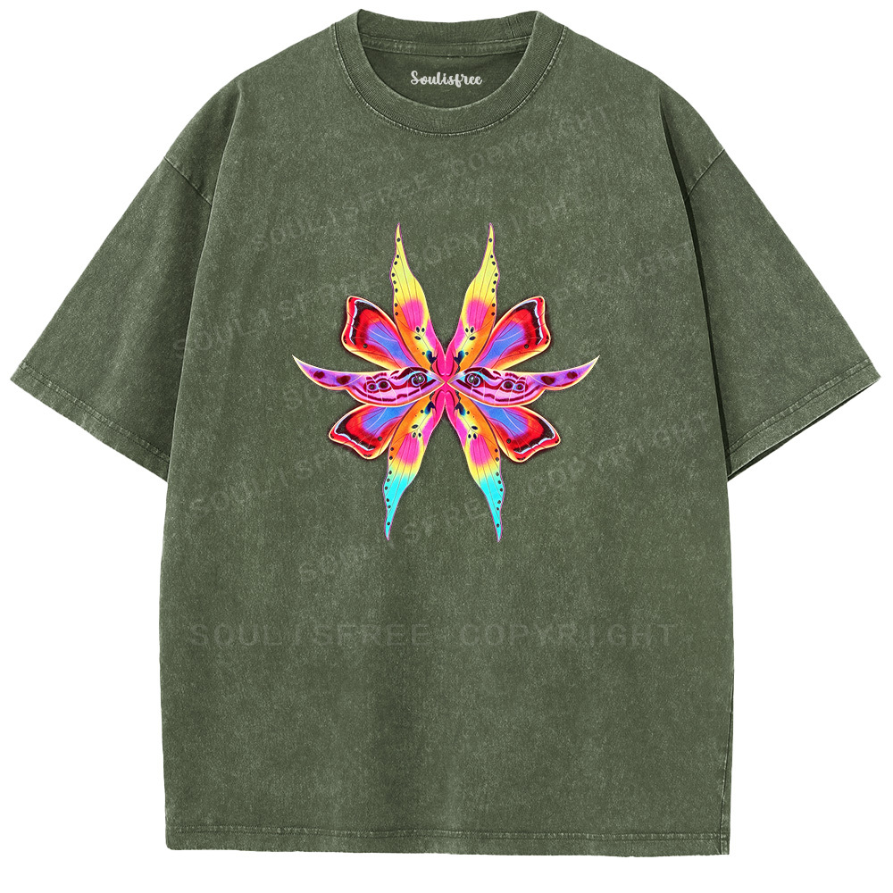 Soulisfree Psychedelic Eye Butterfly  Washed Tee