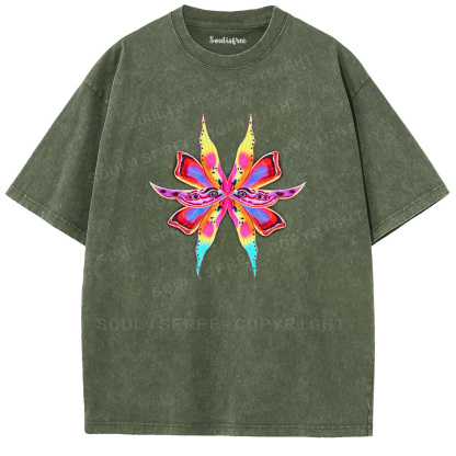 Soulisfree Psychedelic Eye Butterfly  Washed Tee